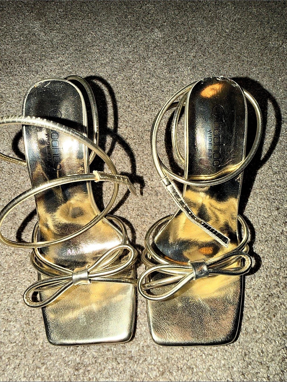 Boohoo strappy lace up heels with bow